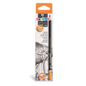 Carioca Pack de 12 Lapices de Grafito Black 2B - Facil de Borrar y Sacar Punta - Cuerpo Triangular Agradable al Tacto - Mina Resistente a las Caidas - Color Negro