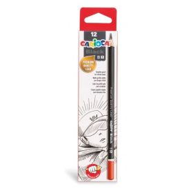 Carioca Black B Pack de 12 Lapices de Grafito - Facil de Borrar y Sacar Punta - Cuerpo Triangular Agradable al Tacto - Mina Resistente a las Caidas - Color Negro