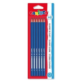 Carioca Lapiz HB Pack de 6 Lapices de Grafito HB - Facil de Borrar y Sacar Punta - Cuerpo Triangular - Mina Resistente a las Caidas - Color Gris