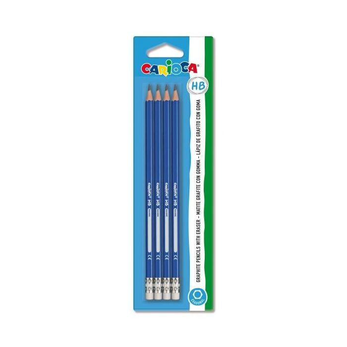 Carioca Tita Pack de 4 Lapices de Grafito HB - Facil de Borrar y Sacar Punta - Cuerpo Triangular - Mina Resistente a las Caidas - Color Gris