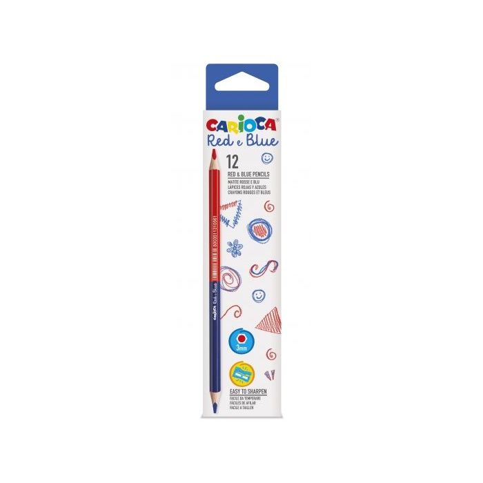 Carioca Pack de 12 Lapices - Cuerpo Lacado Hexagonal - Mina de Ø 3.5mm - Color Azul/Rojo
