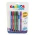 Carioca Oops Pack de 6 Boligrafos Borrables - Tinta Termo Sensible - Empuñadura Ergonomica Triangular - Punta de 0.7mm - Doble Goma - Recambios Compatibles - Color Varios