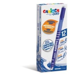 Carioca Oops Boligrafos Borrables - Termo Sensible - Empuñadura Ergonomica Triangular - Punta Ø 0.7mm - Doble Goma - Recambios Compatibles - Color Azul