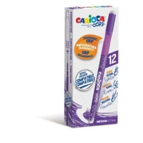 Carioca Oops Boligrafos Borrables - Tinta Morada Termo Sensible - Empuñadura Ergonomica Triangular - Punta de Ø 0.7mm - Doble Goma - Color Morado