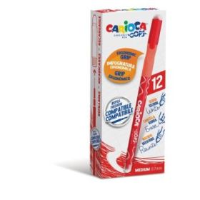 Carioca Oops Boligrafos Borrables - Tinta Roja Termo Sensible - Empuñadura Ergonomica Triangular - Punta de Ø 0.7mm - Doble Goma - Color Rojo