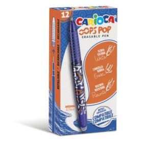 Carioca Oops Boligrafos Borrables - Termo Sensible - Empuñadura Texturizada - Punta de Ø 0.7mm - Doble Goma - Recambios Compatibles - Color Azul