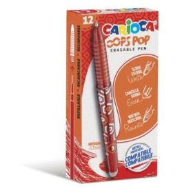 Carioca Oops Boligrafos Borrables - Tinta Termo Sensible - Empuñadura Texturizada - Punta de 0.7mm - Doble Goma - Recambios Compatibles - Color Rojo