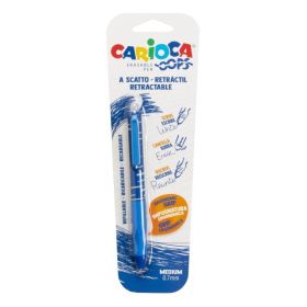 Carioca Oops Boligrafo Borrable - Termo Sensible - Empuñadura Ergonomica Triangular - Punta de Ø 0.7mm - Recambios Compatibles - Color Azul