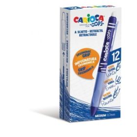 Carioca Oops Boligrafos Borrables - Termo Sensible - Empuñadura Ergonomica Triangular - Punta de Ø 0.7mm - Recambios Compatibles - Color Azul