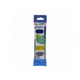 Carioca Sfera Flowpack Pack de 4 Boligrafo - Punta Ø 1mm - Capuchon y Retro del Color de la Tinta - Escritura Super Deslizante - Paquete de Papel - Color Azul