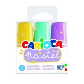Carioca Minilight Pack de 3 Subrayadores Pastel - Tinta a Base de Agua y Lavable - Punta Biselada - Color Varios