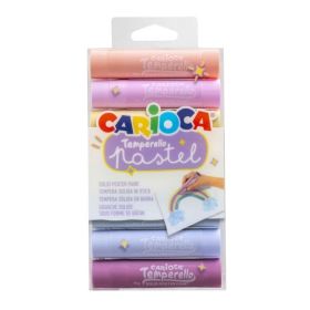 Carioca Temperello Pack de 8 Temperas Solidas - Colores Pastel - Lavables - Gran Cobertura - Faciles de Mezclar - sin Disolventes - Acabado Satinado - Secado Rapido - Color Varios