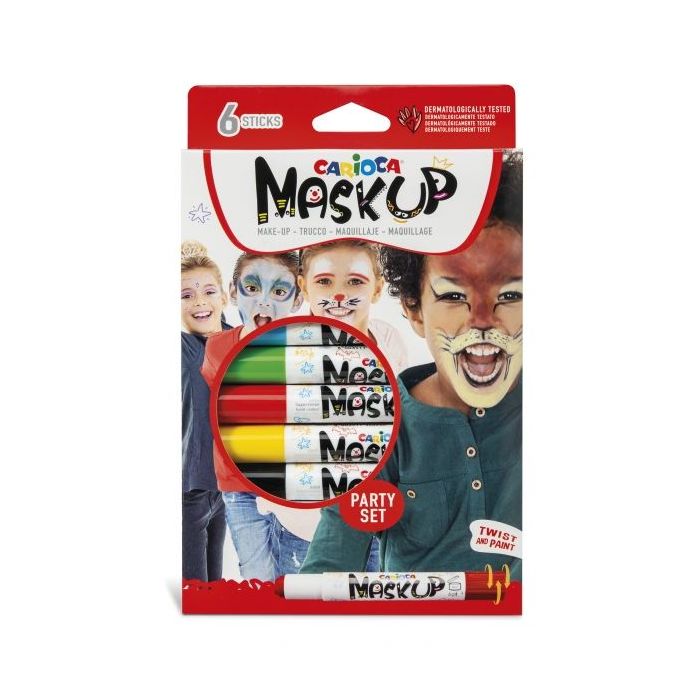 Carioca Mask Up Pack de 6 Colores para la Piel en Barra - Colores Brillantes - Lavables - Base Agua - Incluye 2 Tutoriales Paso a Paso - Color Varios