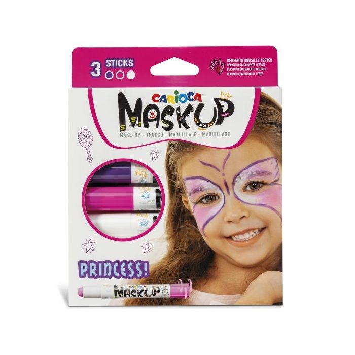 Carioca Mask Up Pack de 3 Colores para la Piel Princess - Colores Brillantes - Lavables - Base Agua - Incluye Dos Tutoriales Paso a Paso - Color Varios