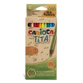 Carioca Eco Family Pack de 12 Lapices de Colores - Cuerpo Hexagonal - Colores Brillantes - Escritura Blanda - Mina Segura y Resistente - No Se Astilla - Color Varios