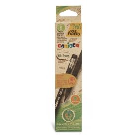Carioca Eco Family Pack de 6 Lapices HB - Cuerpo Hexagonal - Goma Incorporada - Mina Ø 3mm Resistente a Caidas - No Se Astilla - Color Gris