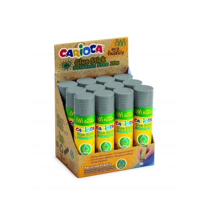 Carioca Eco Family Pack de 2 Pegamentos de Barra - Ideal para Casa, Colegio y Oficina - Pega Papel, Fotos y Tejidos - sin Disolventes - Color Varios