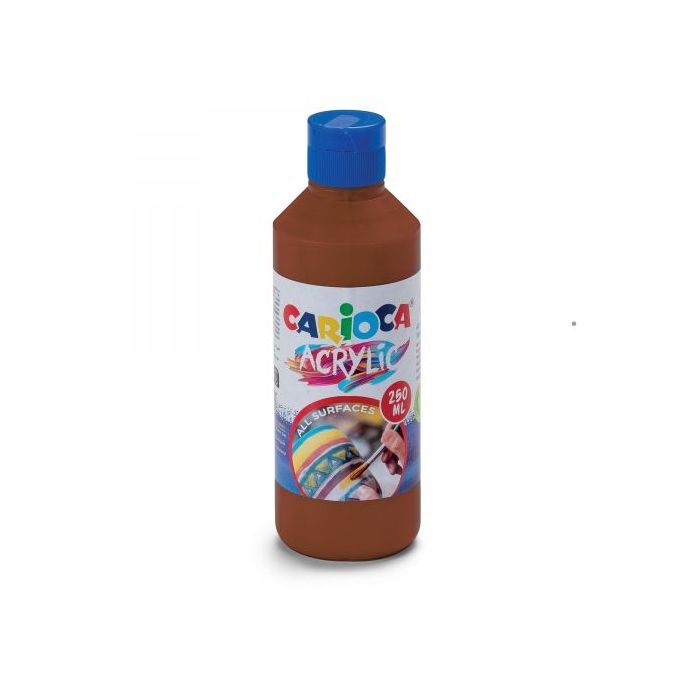 Carioca Botella de 250ml de Tempera Acrilica - Colores Brillantes - Resistente a la Luz - Efecto Tridimensional - Apto para Todas las Superficies - Color Marrón