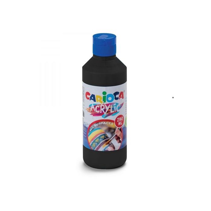 Carioca Botella de Tempera Acrilica - 250ml - Colores Brillantes - Resistente a la Luz - Efecto Tridimensional - Apto para Todas las Superficies - Color Negro