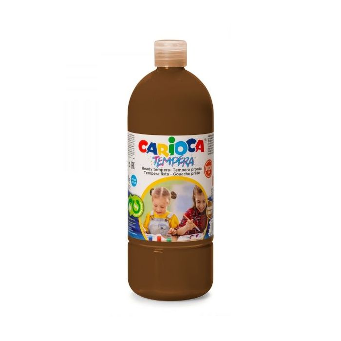 Carioca Botella de Tempera 1000ml - Colores Superlavables - Faciles de Mezclar - Aplicable en Materiales Porosos - Alta Opacidad - Color Marrón
