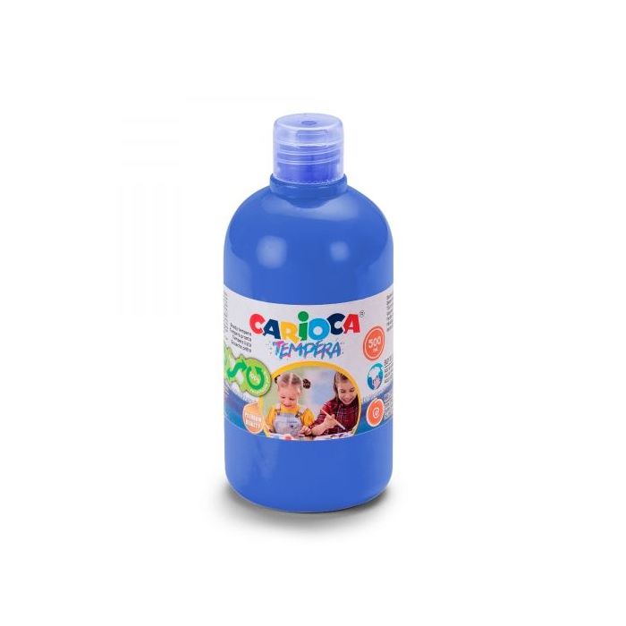 Carioca Botella de Tempera - 500ml - Colores Superlavables - Faciles de Mezclar - Aplicable en Materiales Porosos - Alta Opacidad - Color Azul