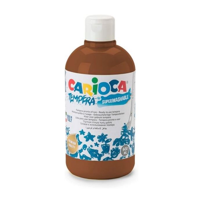 Carioca Botella Tempera 500ml - Colores Superlavables - Faciles de Mezclar - Aplicable en Materiales Porosos - Alta Opacidad - Color Marron