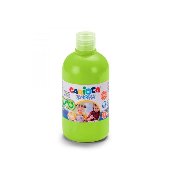 Carioca Botella de Tempera - 500ml - Colores Superlavables - Faciles de Mezclar - Aplicable en Materiales Porosos - Alta Opacidad - Color Verde