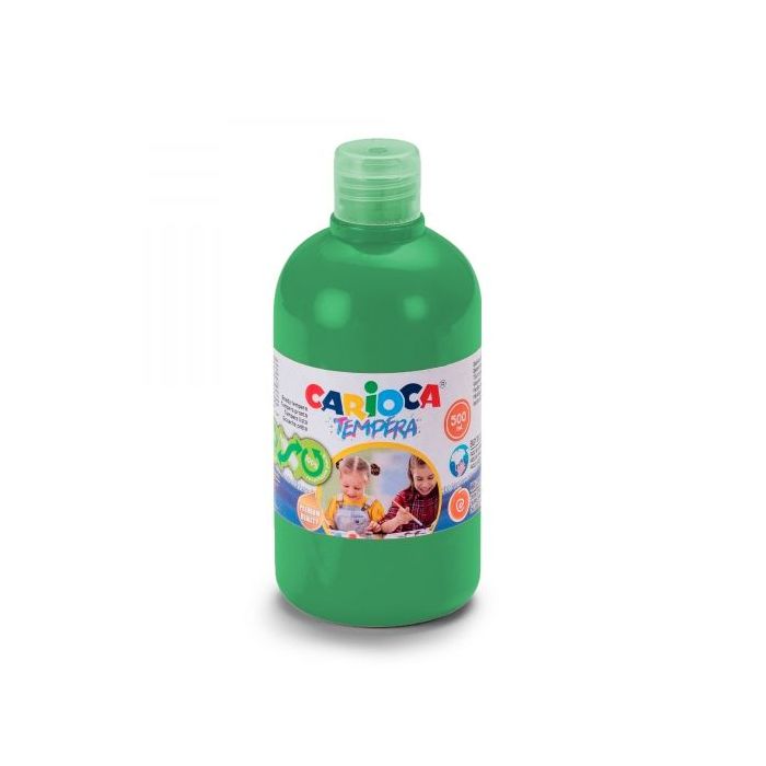 Carioca Botella Tempera - 500ml - Colores Superlavables - Faciles de Mezclar - Aplicable en Materiales Porosos - Alta Opacidad - Color Verde