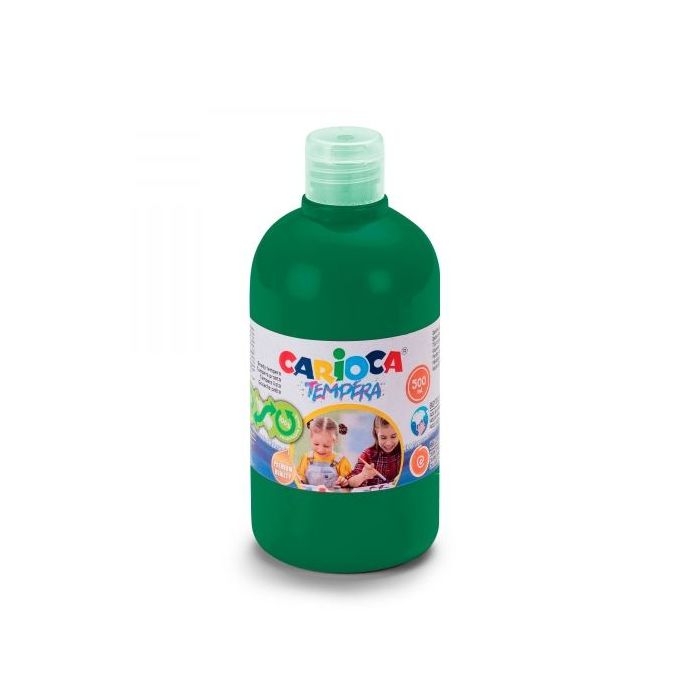 Carioca Botella de Tempera - Colores Superlavables - Faciles de Mezclar - Aplicable en Materiales Porosos - Alta Opacidad - Color Verde
