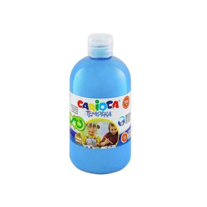 Carioca Botella de Tempera - 500ml - Colores Superlavables - Faciles de Mezclar - Aplicable en Materiales Porosos - Alta Opacidad - Color Azul