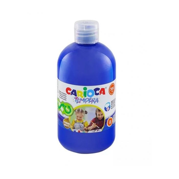 Carioca Botella de Tempera - 500ml - Colores Superlavables - Faciles de Mezclar - Aplicable en Materiales Porosos - Alta Opacidad - Color Azul