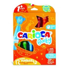 Carioca Baby Teddy Pack de 12 Rotuladores - Super Seguros - Forma Ergonomica - Tinta Superlavable - Dermatologicamente Testados - Color Varios