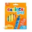 Carioca Pack de 8 Ceras Baby 2+ - Super Suaves - Gran Dimension para Facil Agarre - Escritura Suave - Colores Brillantes y Lavables - Acuarelables con Agua y Pincel - Color Varios