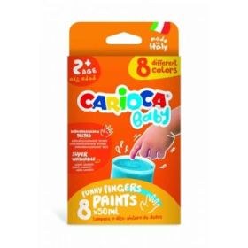 Carioca Tempera Baby Pack de 8 Botes de Pintura de Dedos 2+ - Lavable - Atoxica - sin Olor - Maxima Creatividad y Diversion - Color Varios