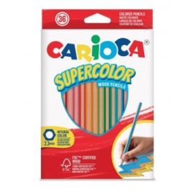 Carioca Supercolor Pack de 36 Lapices de Madera - Cuerpo Hexagonal - Colores Intensos y Gran Opacidad - 3.3mm de Grosor - Color Varios