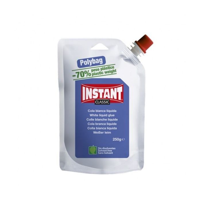 Instant Classic Cola Blanca 250gr en Formato Polybag - Apto para Uso Infantil y/o Domestico - Sin Disolventes - Color Blanco