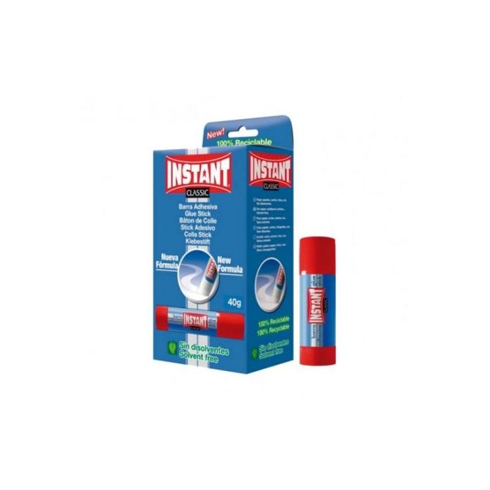 Instant Classic Barra de Pegamento 40grs - Apto para Uso Infantil y/o Domestico - Lavable - Sin Disolventes
