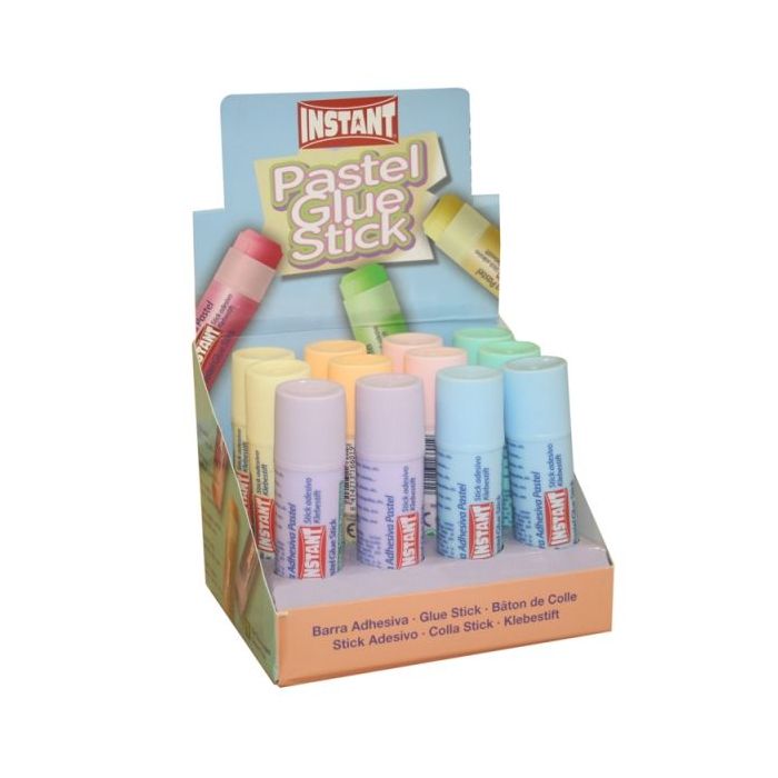 Instant Pastel Barra de Pegamento 20grs - Apto para Uso Infantil y/o Domestico - Lavable - Sin Disolventes - Colores Surtidos