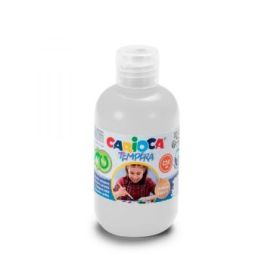 Carioca Pack de 6 Botellas de Tempera - Colores Superlavables - Faciles de Mezclar - Aplicable en Materiales Porosos - Alta Opacidad - Blanco - Color Blanco