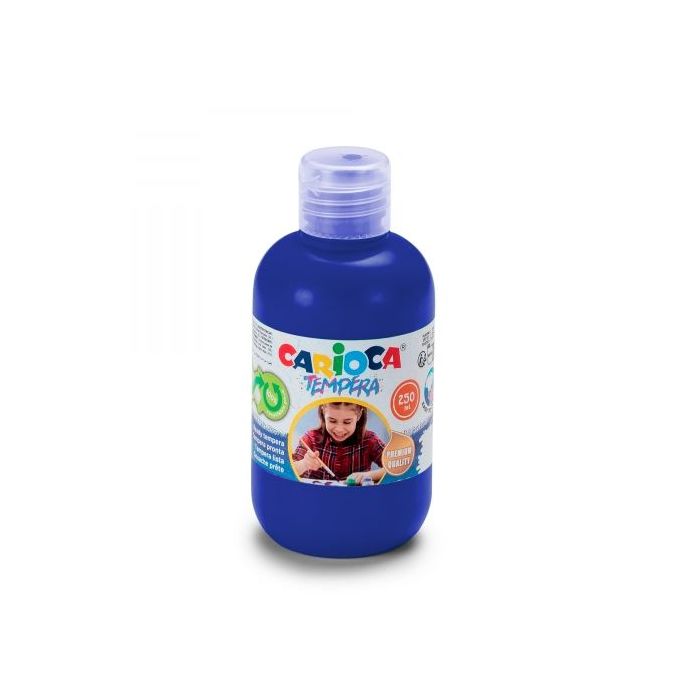 Carioca Pack de 6 Botellas de Tempera - Colores Superlavables - Faciles de Mezclar - Aplicable en Materiales Porosos - Alta Opacidad - Color Azul