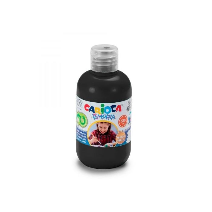 Carioca Botella Tempera 250ml - Colores Superlavables - Faciles de Mezclar - Aplicable en Materiales Porosos - Alta Opacidad - Color Negro