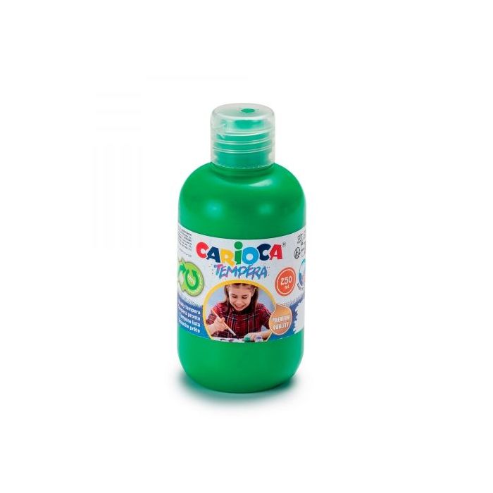 Carioca Pack de 6 Botellas de Tempera - Colores Superlavables - Faciles de Mezclar - Aplicable en Materiales Porosos - Alta Opacidad - Color Verde