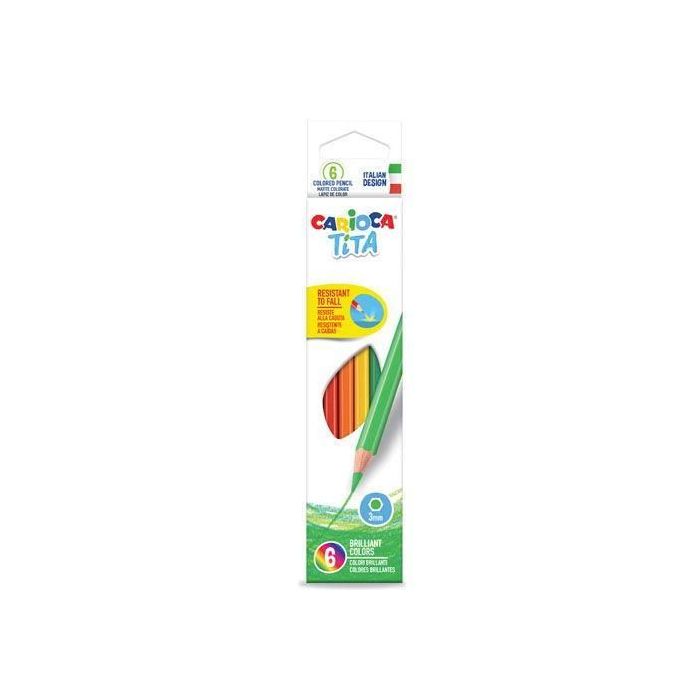 Carioca Tita Pack de 6 Lapices de Colores - Cuerpo Hexagonal - Mina Resistente - Colores Surtidos