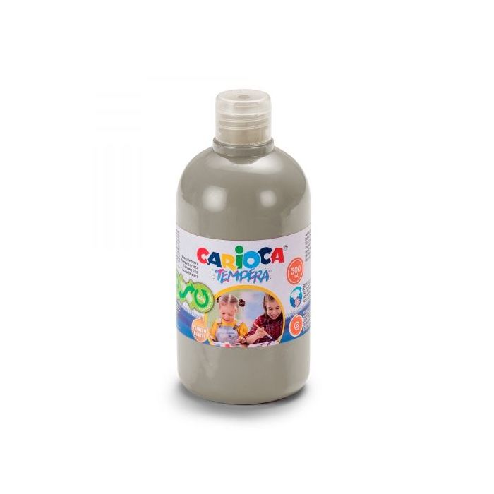 Carioca Botella de Tempera 500ml - Superlavable - Facil de Mezclar - Alta Opacidad - Color Plata