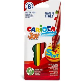 Carioca Joy Paperboard Pack de 6 Rotuladores de Punta Fina - Punta 2.6mm - Superlavables - Ideales para Dibujar y Colorear - Colores Surtidos