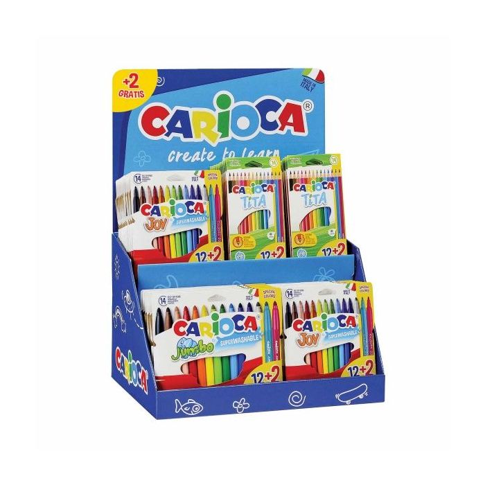 Carioca Expositor Sobremesa de 48 Unidades Surtidas 12+2 Gratis - Colores Surtidos