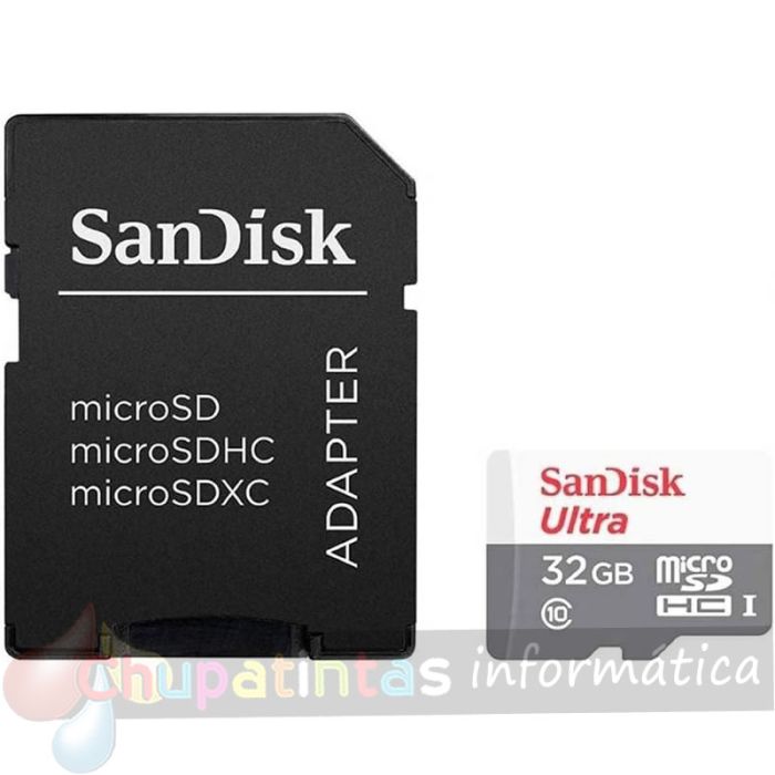 Sandisk Ultra Tarjeta Micro SDHC 32GB UHS-I U1 Clase 10 100MB/s + Adaptador SD-2