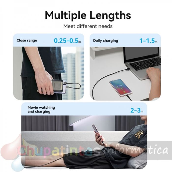 Vention Cable USB-A Macho a USB-C Macho - 1m - 3A - 60W - 480Mbps - Color Negro-4