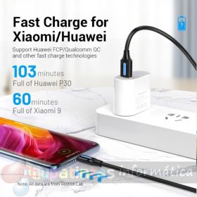 Vention Cable USB-A Macho a USB-C Macho 3A 60W 480Mbps - 2m - Color Negro-3