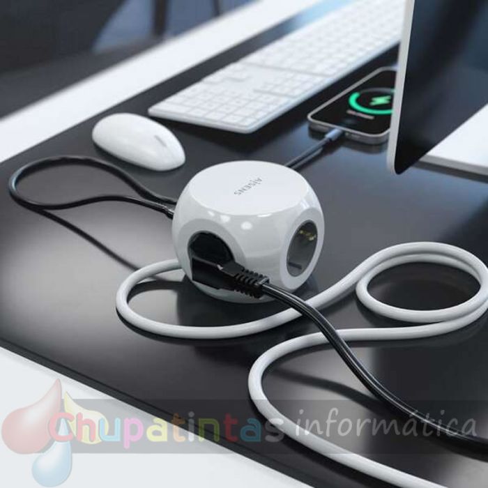 Aisens Regleta de Enchufes Sobremesa Multifunción con 3 Tomas + 2xUSB-C - 2xUSB-A - 1.4m - Color Blanco-4